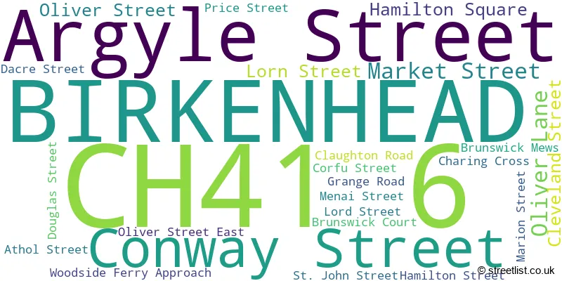A word cloud for the CH41 6 postcode
